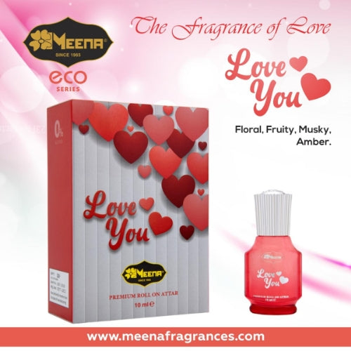 MEENA Love You Floral Attar 10 ML (Natural, Pink Lotus, Musk)