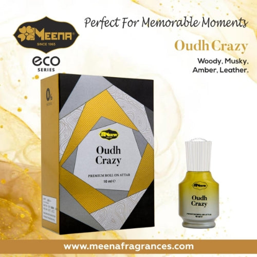MEENA Oudh Crazy Floral Attar (Natural, Oud (Agarwood), Gold Musk) 10 ML