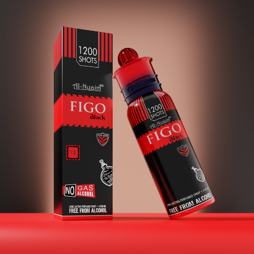 Al Nuaim 1200 Shots Figo Black Great Fragrance Long Lasting Perfume - 100 ml (For Men And Women)